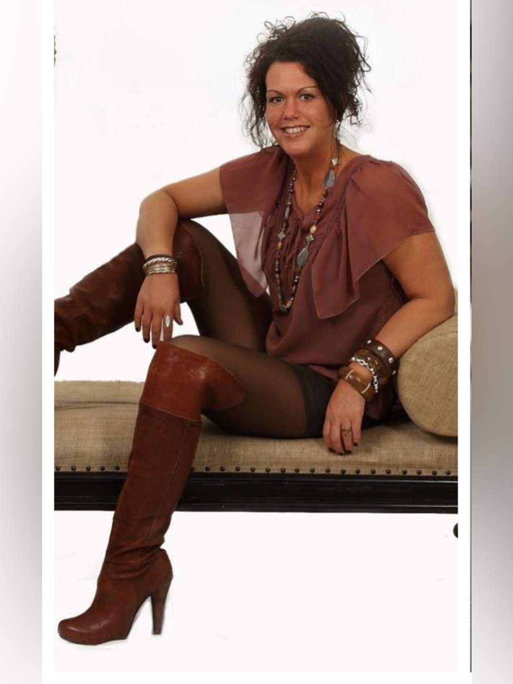 All Leather Over-the-Knee Boots - Brown - Picture 2 of 16